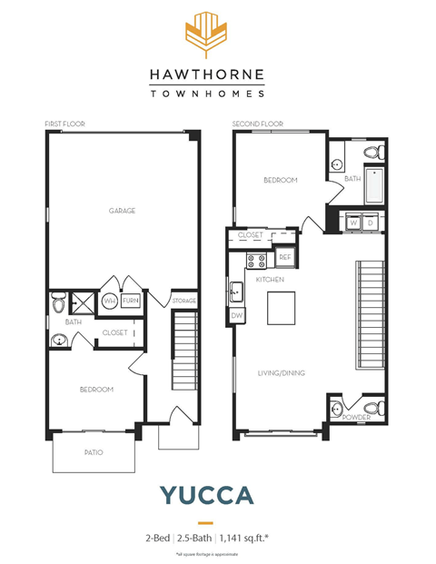 A floor plan for a 2-bedroom, 2.5-bathroom apartment.